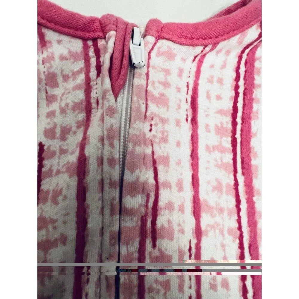 SwaddleMe Wearable Blanket Sleep Sack Pink/White Zip Front Size L Cotton